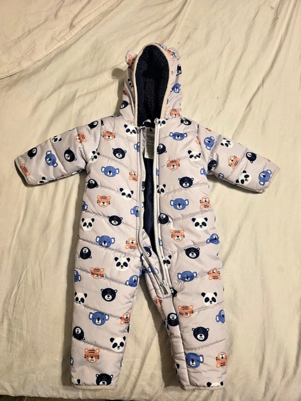carter's Baby Hooded Animal Print Snowsuit 6/9M